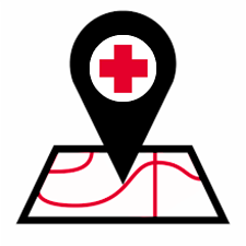 Area Medical Resources-map with pointer on map icon